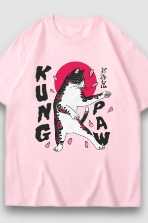 Style Core Aesthetics, New Style Trends Kung Paw Cartoon Print Tee