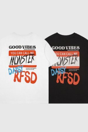 Style Core Aesthetics, New Style Trends Label Print Contrast Tee