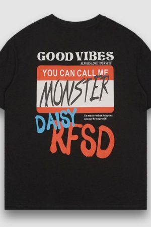 Style Core Aesthetics, New Style Trends Label Print Contrast Tee