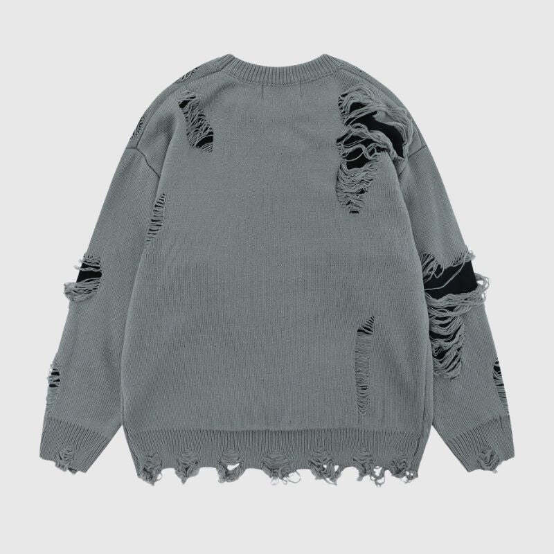 Style Core Aesthetics, New Style Trends Laid-back Crochet Distressed Knit Sweater Style Core Aesthetics, New Style Trends Laid-back Crochet Distressed Knit Sweater