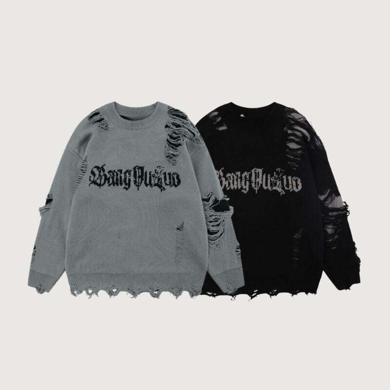 Style Core Aesthetics, New Style Trends Laid-back Crochet Distressed Knit Sweater Style Core Aesthetics, New Style Trends Laid-back Crochet Distressed Knit Sweater