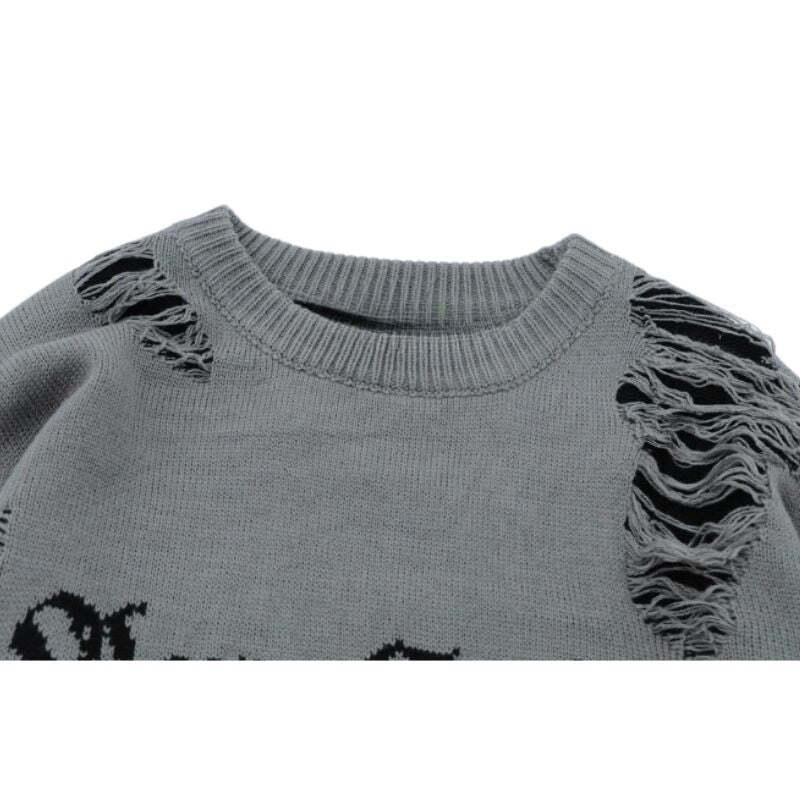 Style Core Aesthetics, New Style Trends Laid-back Crochet Distressed Knit Sweater Style Core Aesthetics, New Style Trends Laid-back Crochet Distressed Knit Sweater