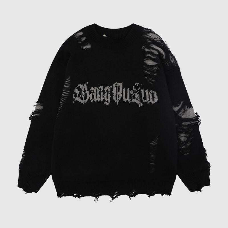 Style Core Aesthetics, New Style Trends Laid-back Crochet Distressed Knit Sweater Style Core Aesthetics, New Style Trends Laid-back Crochet Distressed Knit Sweater