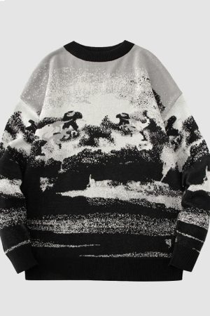 Style Core Aesthetics, New Style Trends Landscape Print Sweater