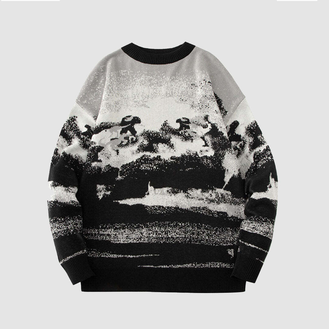 Style Core Aesthetics, New Style Trends Landscape Print Sweater