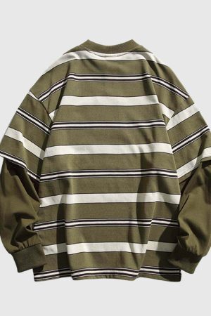 Style Core Aesthetics, New Style Trends Layered Striped Cityboy Sweatshirt