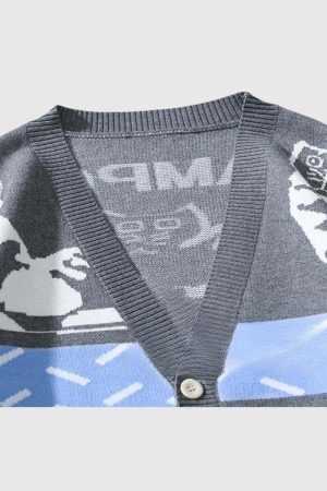 Style Core Aesthetics, New Style Trends Lazy Cat Pattern Cardigan