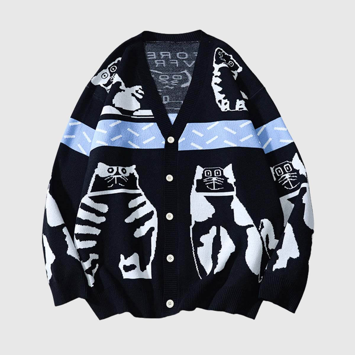 Style Core Aesthetics, New Style Trends Lazy Cat Pattern Cardigan