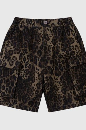 Style Core Aesthetics, New Style Trends Leopard Cotton Cargo Shorts