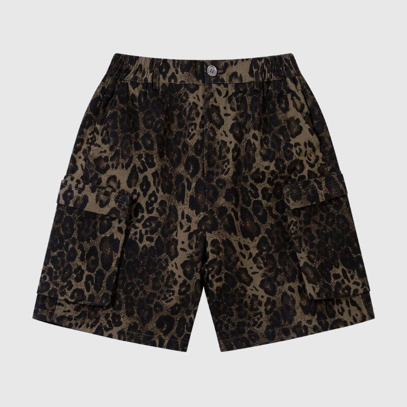 Style Core Aesthetics, New Style Trends Leopard Cotton Cargo Shorts