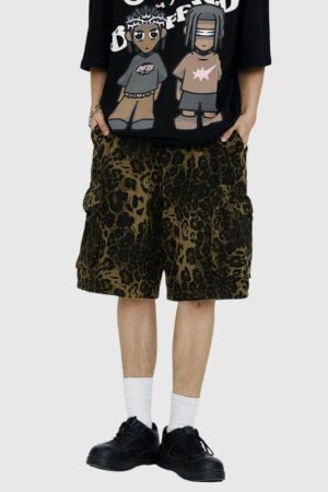 Style Core Aesthetics, New Style Trends Leopard Cotton Cargo Shorts