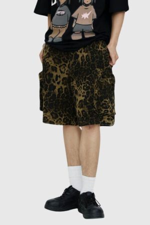 Style Core Aesthetics, New Style Trends Leopard Cotton Cargo Shorts
