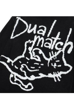 Style Core Aesthetics, New Style Trends Letter & Cat Pattern Sweater