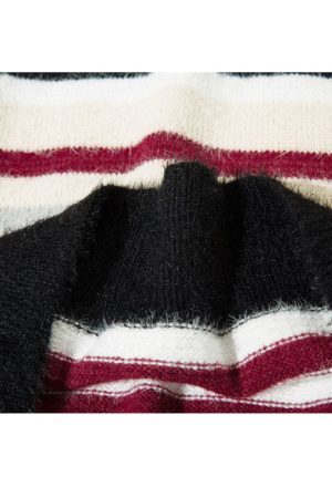 Style Core Aesthetics, New Style Trends Letter Embroidered Color-blocked Stripe Pullover