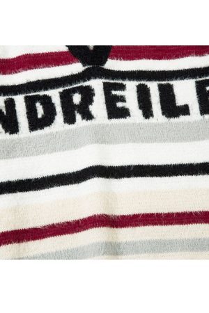 Style Core Aesthetics, New Style Trends Letter Embroidered Color-blocked Stripe Pullover