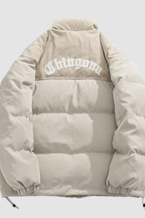 Style Core Aesthetics, New Style Trends Letter Embroidered Corduroy Patchwork Jacket