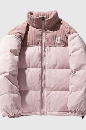 Style Core Aesthetics, New Style Trends Letter Embroidered Corduroy Patchwork Jacket