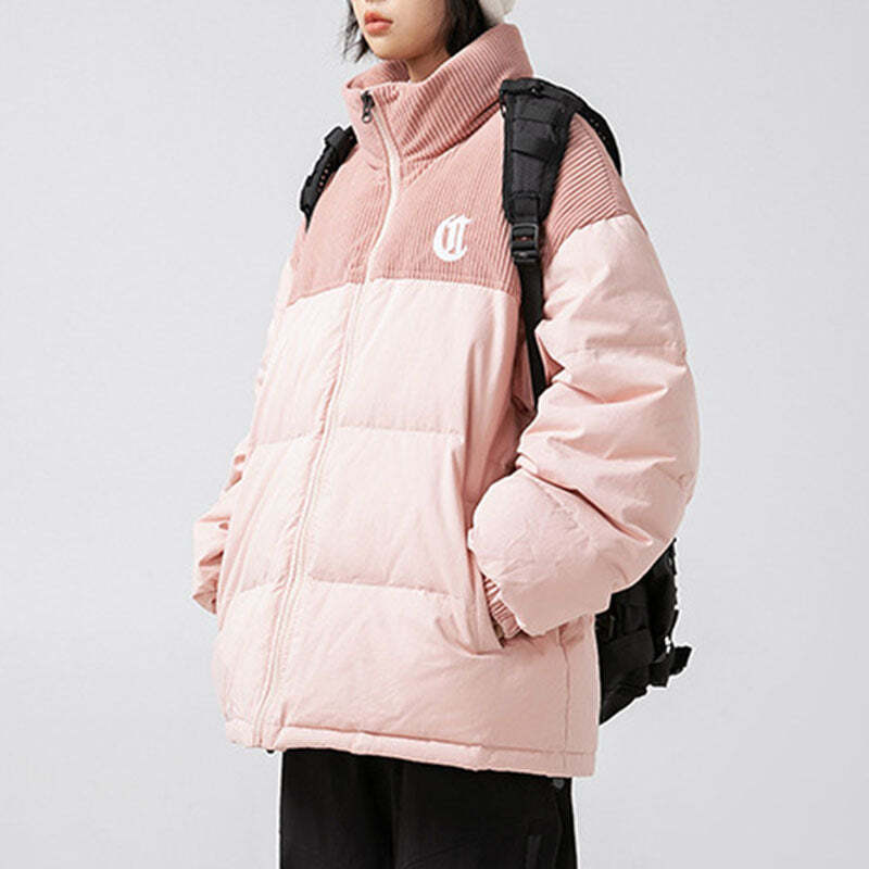 Style Core Aesthetics, New Style Trends Letter Embroidered Corduroy Patchwork Jacket Style Core Aesthetics, New Style Trends Letter Embroidered Corduroy Patchwork Jacket