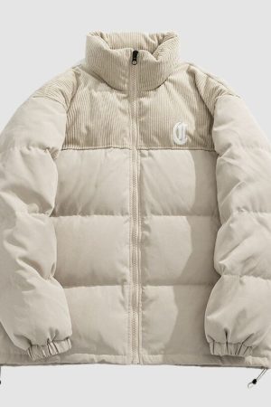 Style Core Aesthetics, New Style Trends Letter Embroidered Corduroy Patchwork Jacket