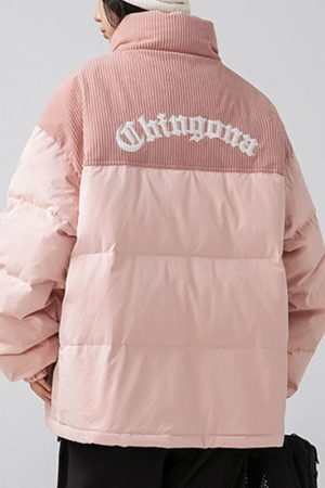 Style Core Aesthetics, New Style Trends Letter Embroidered Corduroy Patchwork Jacket