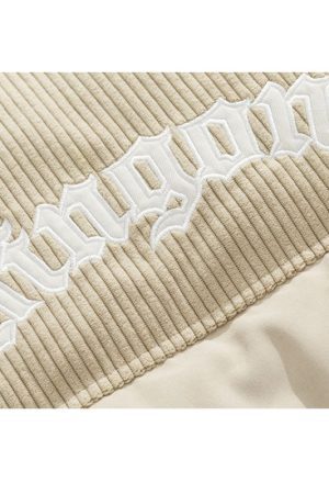 Style Core Aesthetics, New Style Trends Letter Embroidered Corduroy Patchwork Jacket
