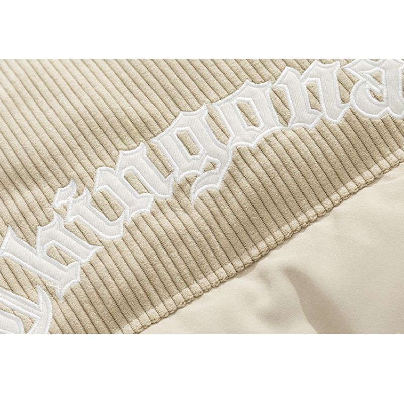 Style Core Aesthetics, New Style Trends Letter Embroidered Corduroy Patchwork Jacket Style Core Aesthetics, New Style Trends Letter Embroidered Corduroy Patchwork Jacket