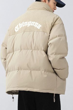 Style Core Aesthetics, New Style Trends Letter Embroidered Corduroy Patchwork Jacket