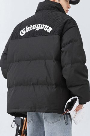 Style Core Aesthetics, New Style Trends Letter Embroidered Corduroy Patchwork Jacket