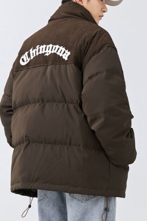 Style Core Aesthetics, New Style Trends Letter Embroidered Corduroy Patchwork Jacket