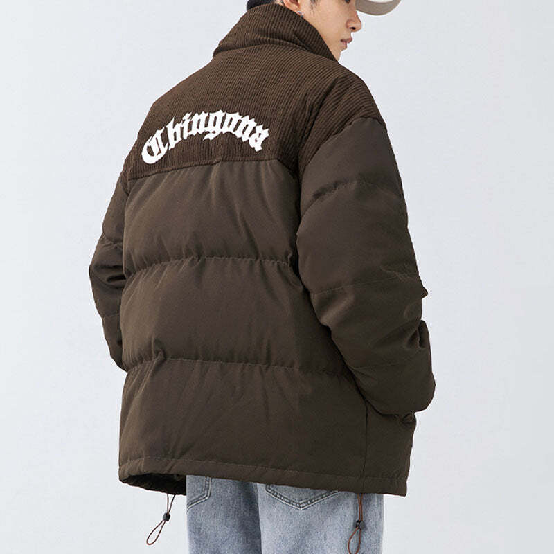 Style Core Aesthetics, New Style Trends Letter Embroidered Corduroy Patchwork Jacket Style Core Aesthetics, New Style Trends Letter Embroidered Corduroy Patchwork Jacket