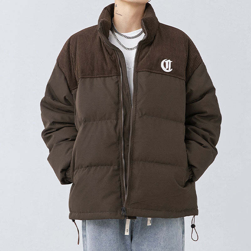 Style Core Aesthetics, New Style Trends Letter Embroidered Corduroy Patchwork Jacket Style Core Aesthetics, New Style Trends Letter Embroidered Corduroy Patchwork Jacket