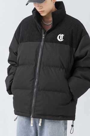 Style Core Aesthetics, New Style Trends Letter Embroidered Corduroy Patchwork Jacket