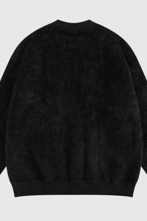 Style Core Aesthetics, New Style Trends Letter Embroidered Solid Color Pullover