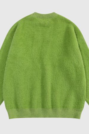 Style Core Aesthetics, New Style Trends Letter Embroidered Solid Color Pullover