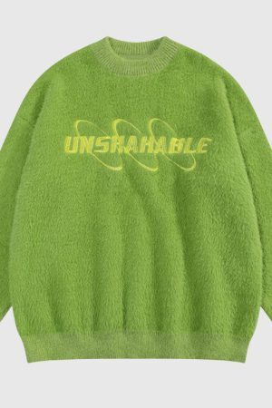 Style Core Aesthetics, New Style Trends Letter Embroidered Solid Color Pullover