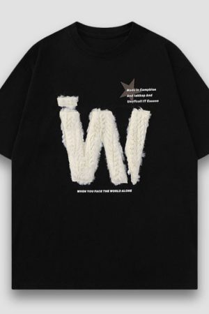 Style Core Aesthetics, New Style Trends Letter Embroidered Tee
