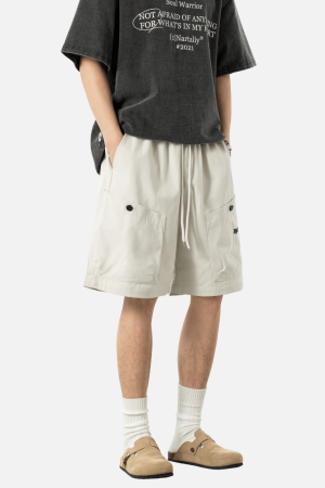 Style Core Aesthetics, New Style Trends Letter Embroidery Cargo Shorts