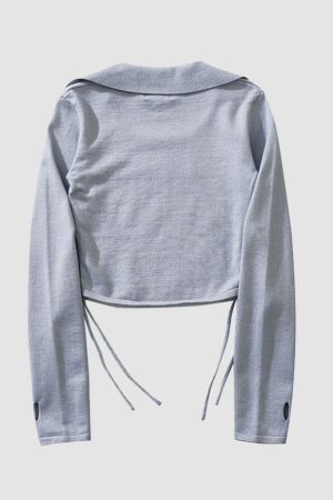 Style Core Aesthetics, New Style Trends Letter Embroidery Drawstring Knit Crop Top