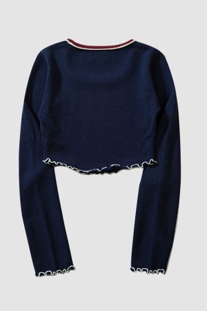 Style Core Aesthetics, New Style Trends Letter Embroidery Trim Knit Crop Top