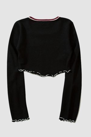 Style Core Aesthetics, New Style Trends Letter Embroidery Trim Knit Crop Top