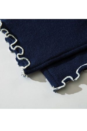 Style Core Aesthetics, New Style Trends Letter Embroidery Trim Knit Crop Top