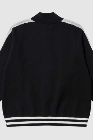 Style Core Aesthetics, New Style Trends Letter Jacquard Patchwork Knit Cardigan