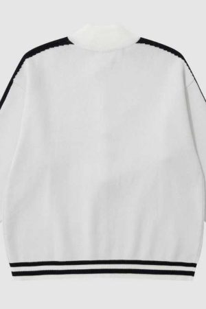 Style Core Aesthetics, New Style Trends Letter Jacquard Patchwork Knit Cardigan