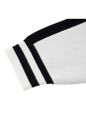 Style Core Aesthetics, New Style Trends Letter Jacquard Patchwork Knit Cardigan