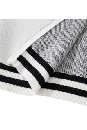 Style Core Aesthetics, New Style Trends Letter Jacquard Patchwork Knit Cardigan