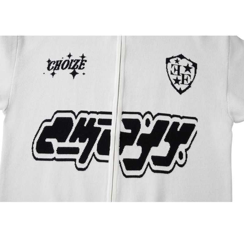 Style Core Aesthetics, New Style Trends Letter Jacquard Patchwork Knit Cardigan Style Core Aesthetics, New Style Trends Letter Jacquard Patchwork Knit Cardigan