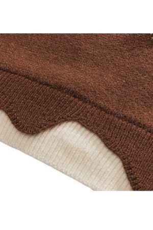 Style Core Aesthetics, New Style Trends Letter Pattern Embroidered Patchwork Knit Pullover