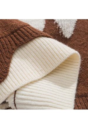 Style Core Aesthetics, New Style Trends Letter Pattern Embroidered Patchwork Knit Pullover