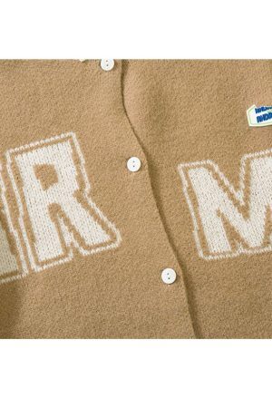 Style Core Aesthetics, New Style Trends Letter Pattern Jacquard Knit Jacket