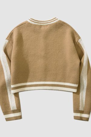 Style Core Aesthetics, New Style Trends Letter Pattern Jacquard Knit Jacket